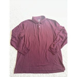 LL Bean Shirt Men's Large Traditional Fit Long Sleeve Polo - Mauve/Wine Color